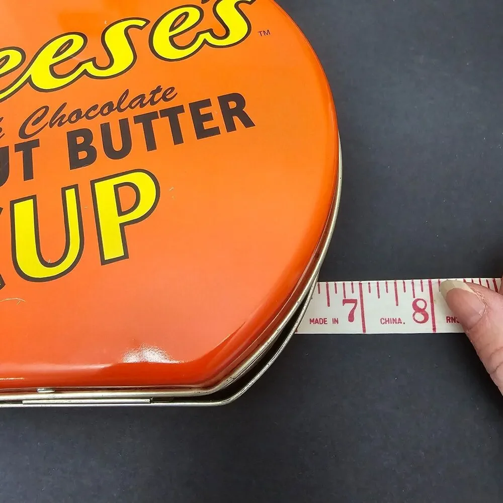 Vintage Round Reese's Peanut Butter Cup Tin with Handle, Mini Cups Around Sides